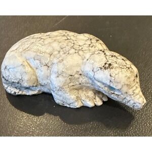 Native American Hand Carved White Marble Mountain Fetish‎ Reptile Lizard